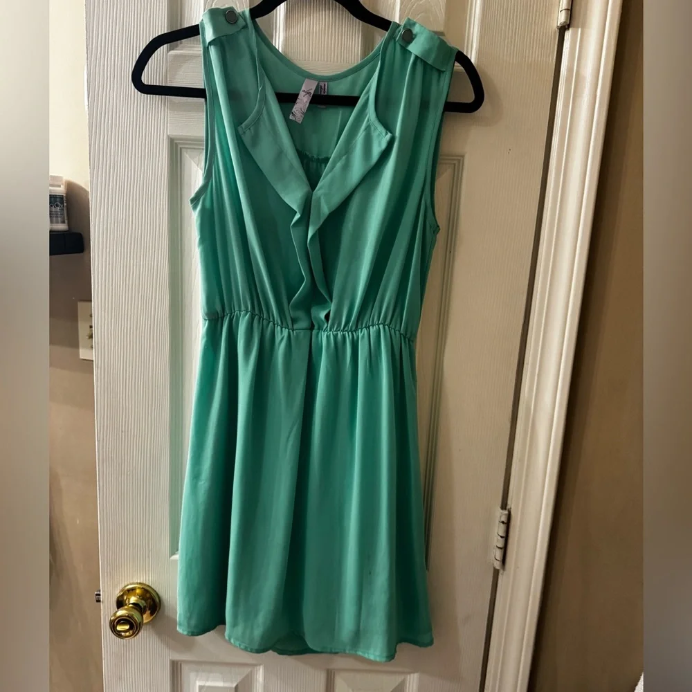 Alya Green Ruffle Mini Dress - Picture 1 of 6